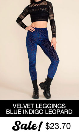 Women's Velvet Leggings | Blue Indigo Burnout Leopard