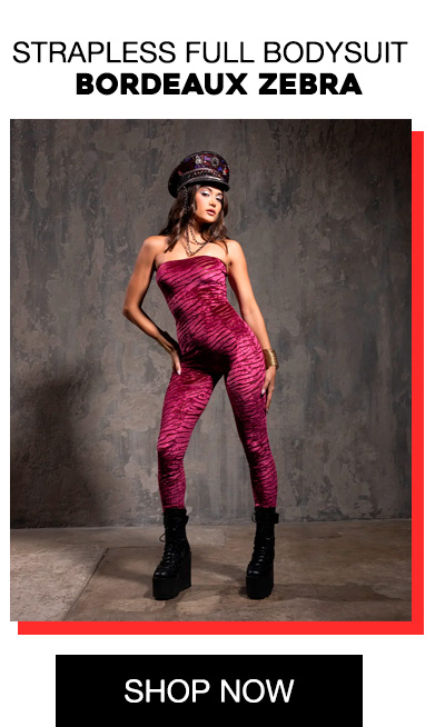 Women's Pink Strapless Full Bodysuit | Bordeaux Zebra