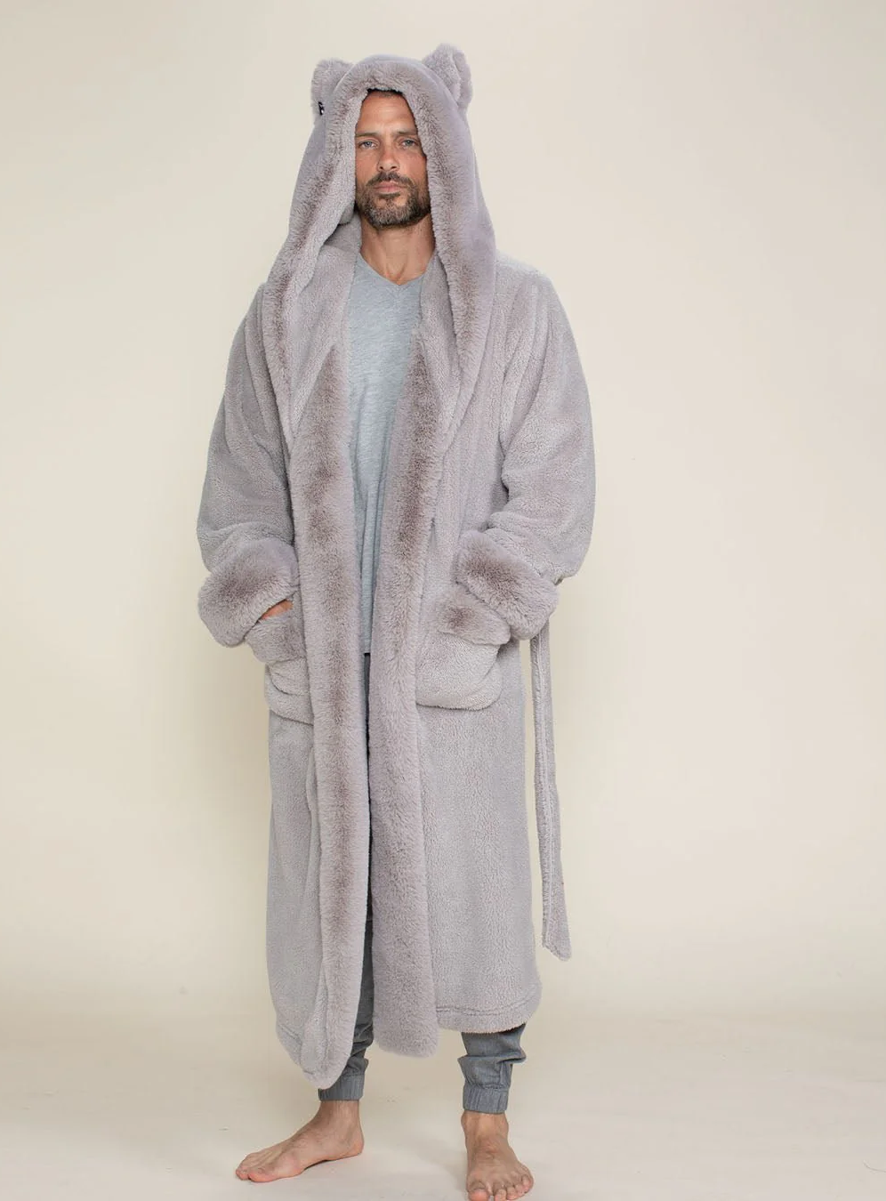 Classic Men's Luxury Grey Robe | Silver Fox