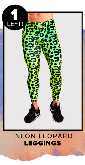 Men's Leggings Green | Neon Leopard