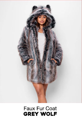 Classic Women's Faux Fur Coat | Grey Wolf
