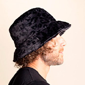 Men's Fur Bucket Hat | Slate Black Leopard