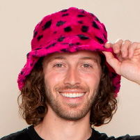 Men's Fur Bucket Hat | Pink Cheetah