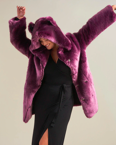 Classic Women's Faux Fur Coat | Lavender Wolf
