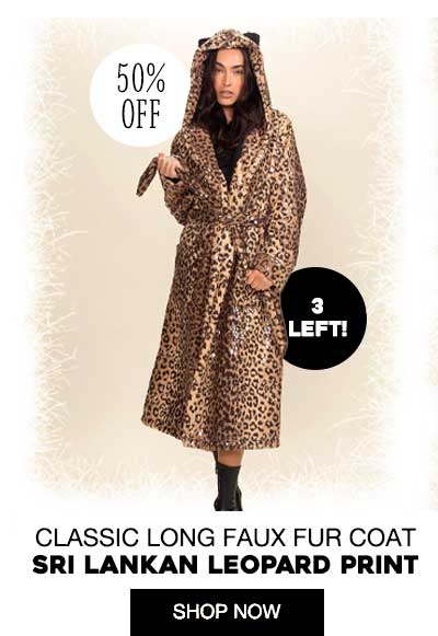 Classic Women's Long Faux Fur Coat | Sri Lankan Leopard Print
