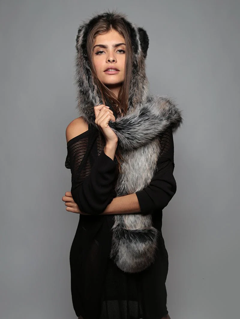 Grey Wolf Faux Fur Hood