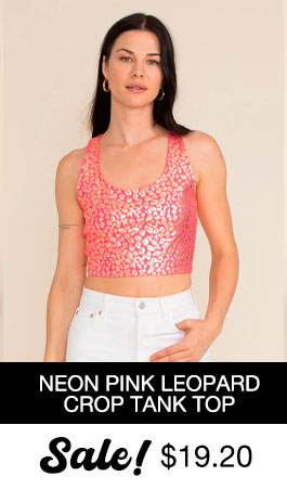 Neon Pink Royal Leopard Foil Crop Tank Top | Women's