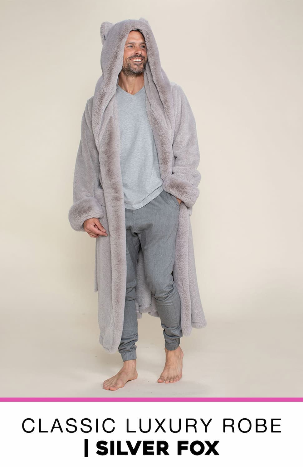 Classic Men's Luxury Grey Robe | Silver Fox