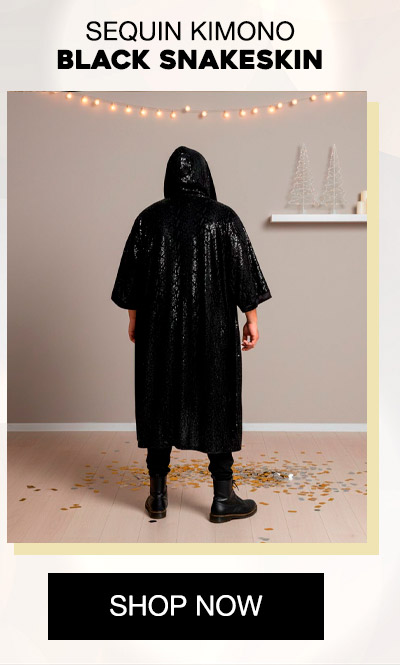 Men's Sequin Kimono | Black Snakeskin