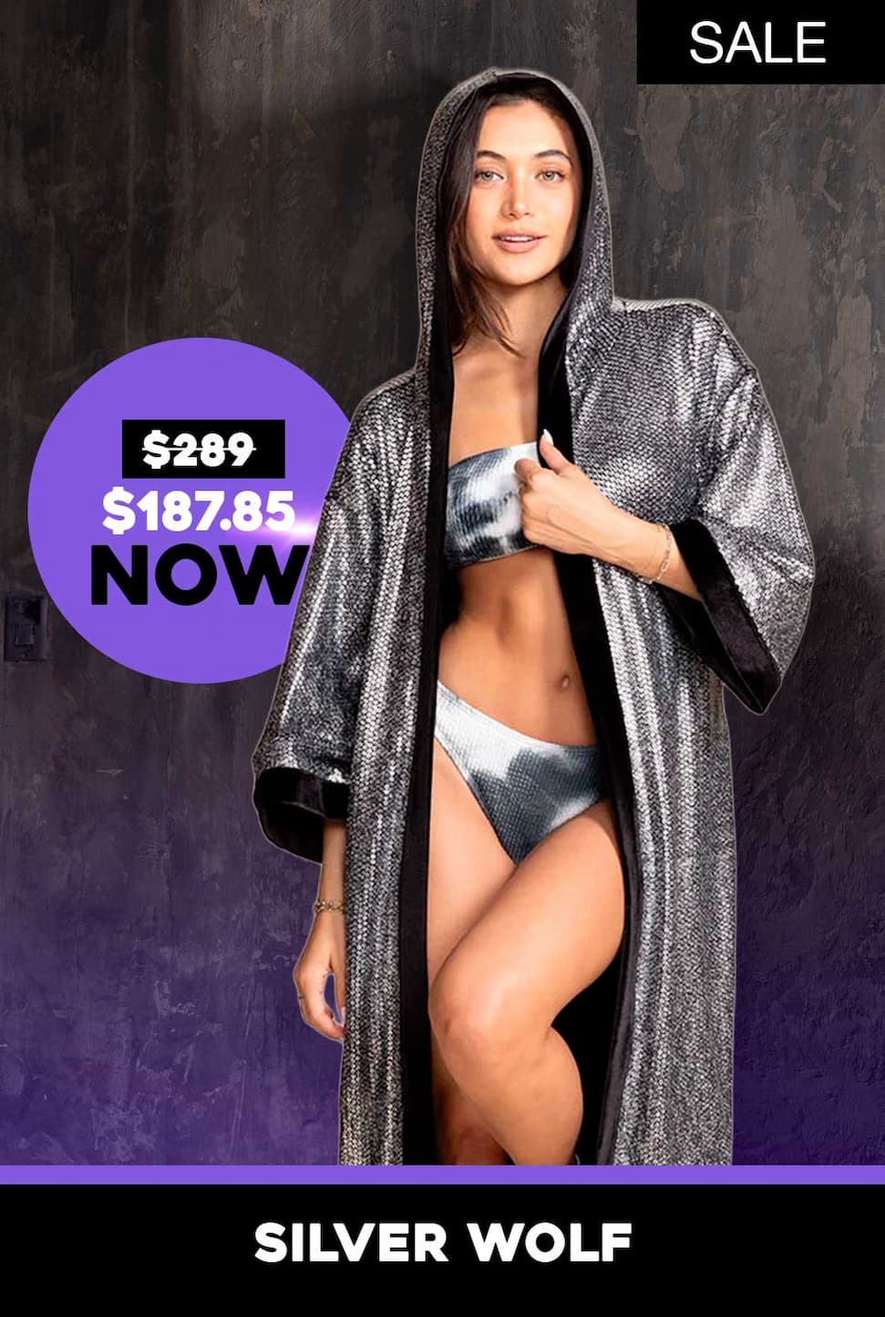 Women's Sequin Kimono | Silver Wolf