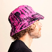 Men's Fur Bucket Hat | Pink Raspberry Tiger