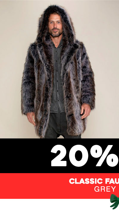 Classic Men's Faux Fur Coat | Grey Wolf