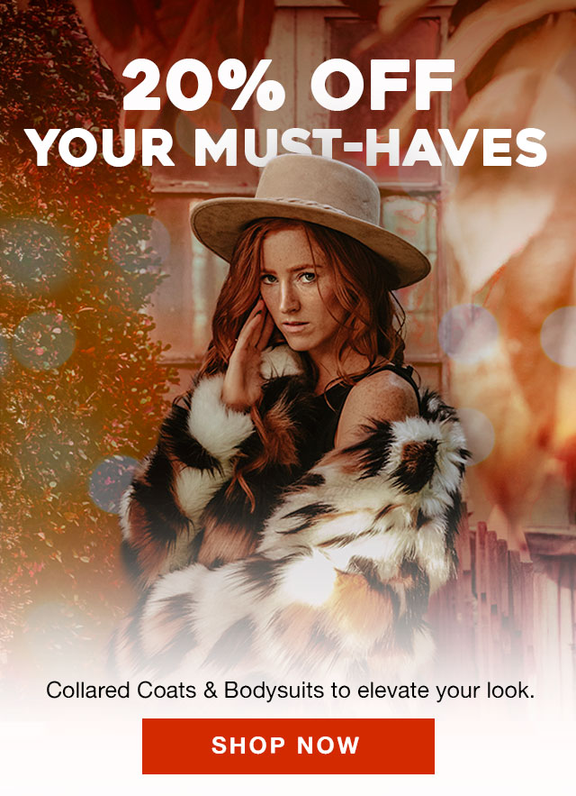 20% OFF Collared Coats & Bodysuits