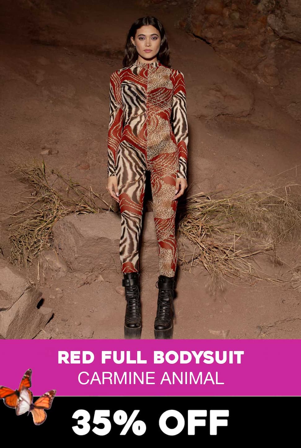 Women's Red Full Bodysuit | Carmine Animal
