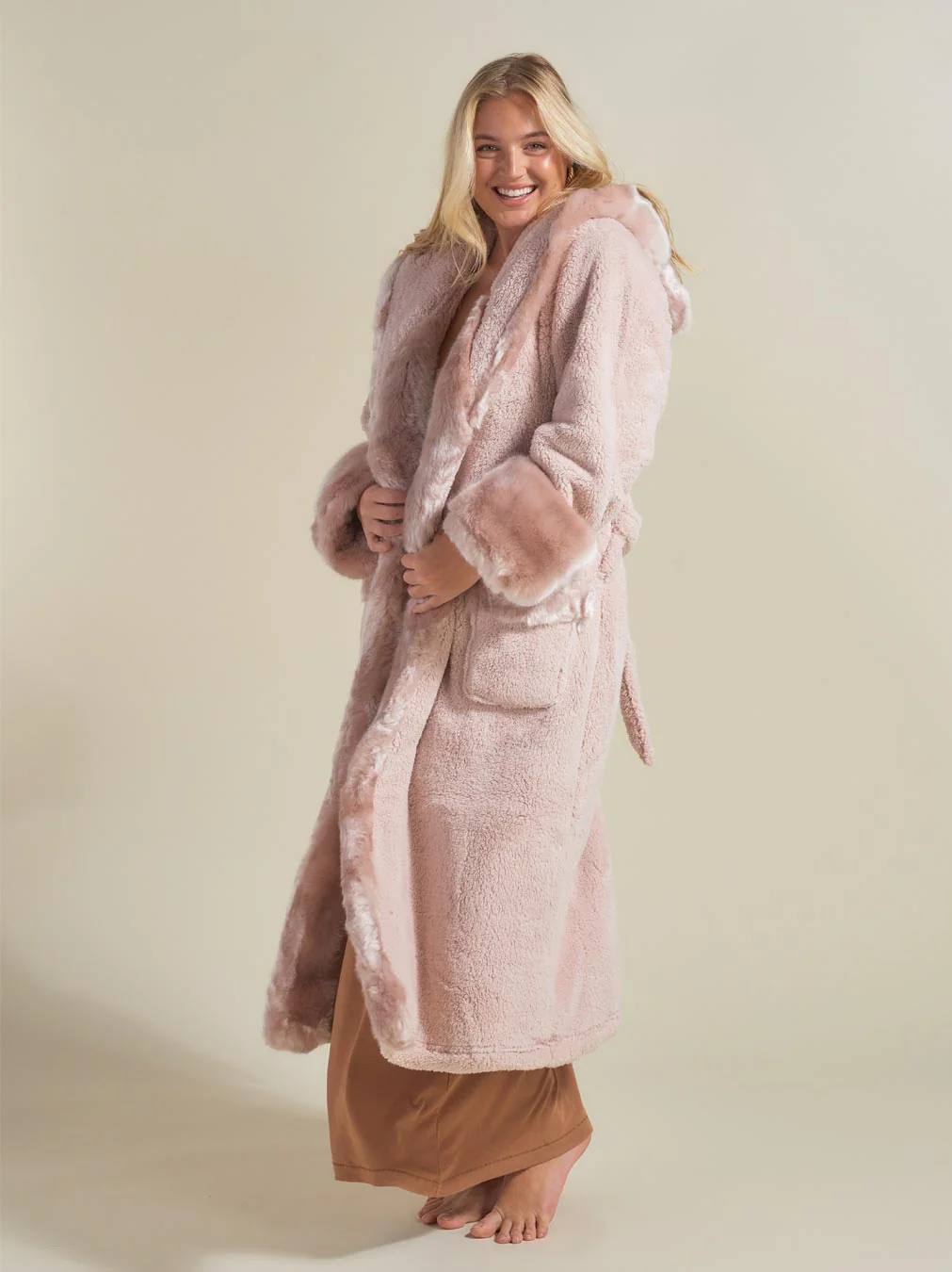 Classic Women's Luxury Pink Robe | Rose Quartz Wolf