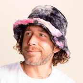 Men's Fur Bucket Hat | Ink Spotted Tie Dye Leopard