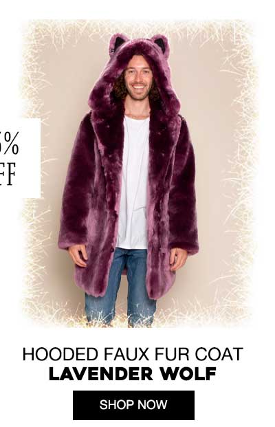 Classic Men's Faux Fur Coat | Lavender Wolf