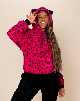 Classic Women's Fur Hoodie | Pink Cheetah