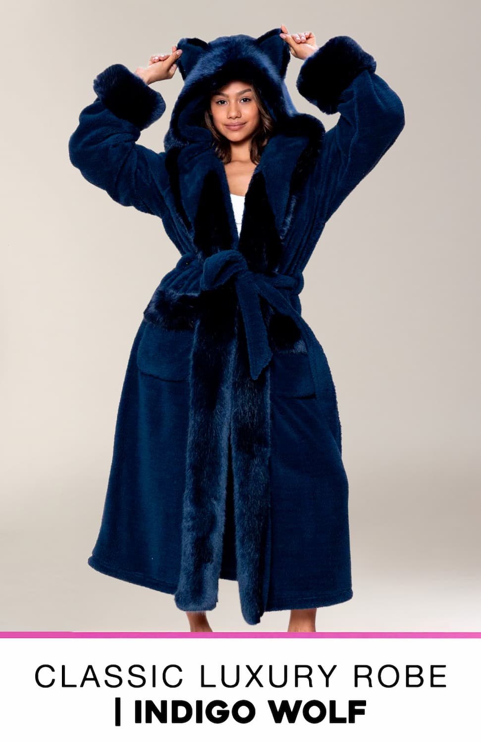 Classic Women's Luxury Blue Robe | Indigo Wolf