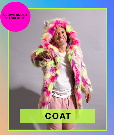 Classic Men's Faux Fur Coat | Neon Fiesta Cat