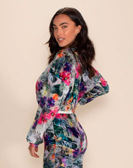 Safari Garden Hooded Velvet Cropped Jacket | Women's