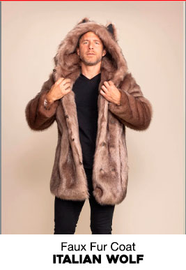 Classic Men's Brown Faux Fur Coat | Italian Wolf