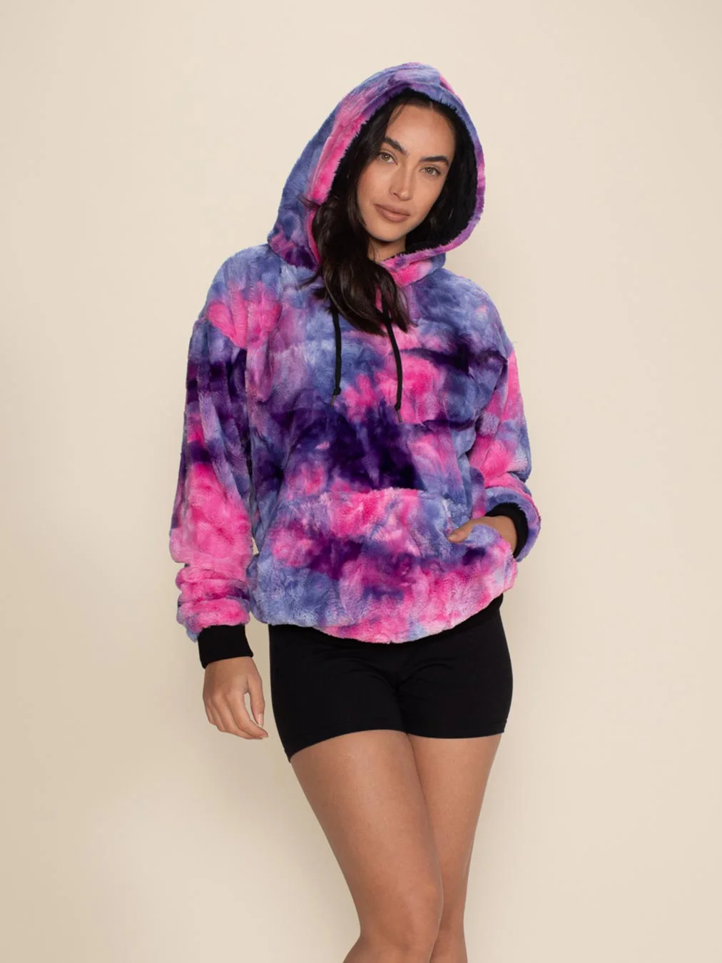 Women's Fur Hoodie | Tie-Dye Cotton Candy Kitty