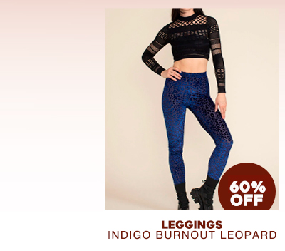 Women's Velvet Leggings | Blue Indigo Burnout Leopard