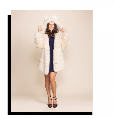 Classic Women's Faux Fur Coat | Ivory Wolf