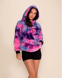 Women's Fur Hoodie | Tie-Dye Cotton Candy Kitty