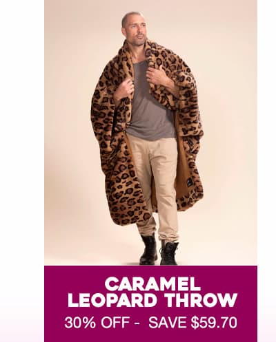 Caramel Leopard Faux Fur Throw