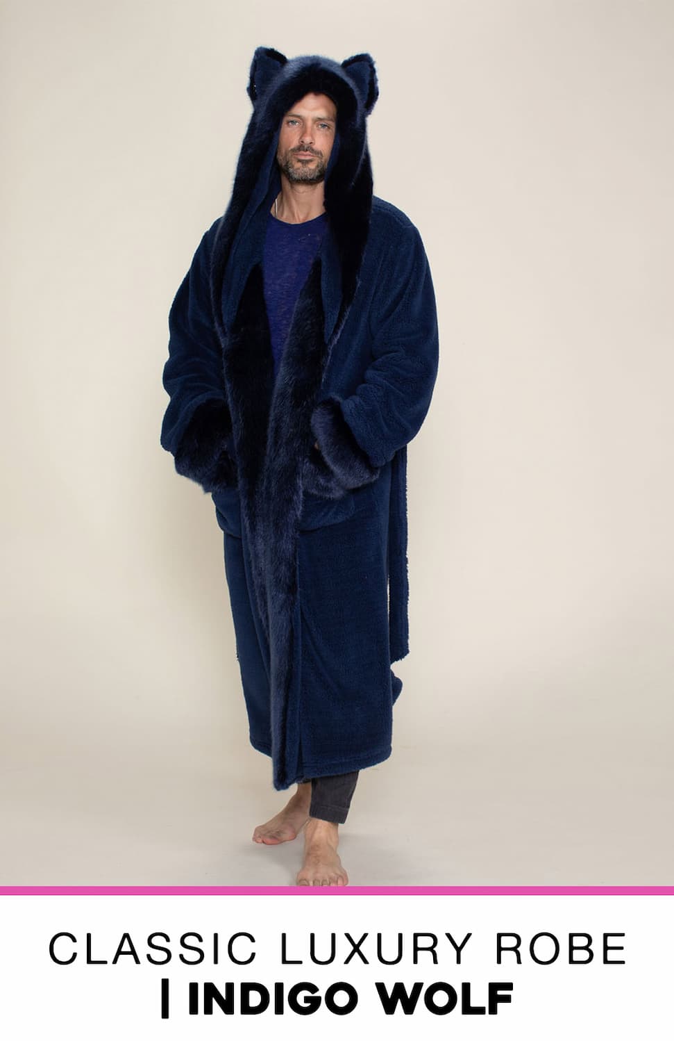 Classic Men's Luxury Blue Robe | Indigo Wolf