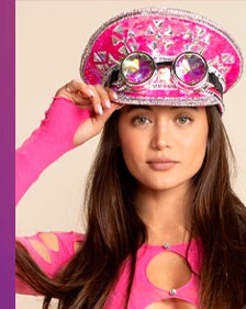 Women's Festival Hat - Captain Hat | Sequin Pink Flamingo