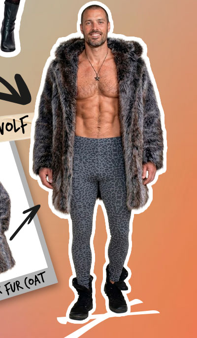 Hooded Men's Faux Fur Coat | Grey Wolf