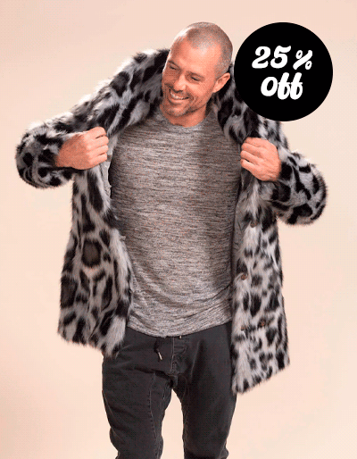 Men's Faux Fur Coat | Himalayan Snow Leopard