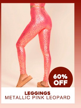 Women's Metallic Leggings | Neon Metallic Pink Leopard