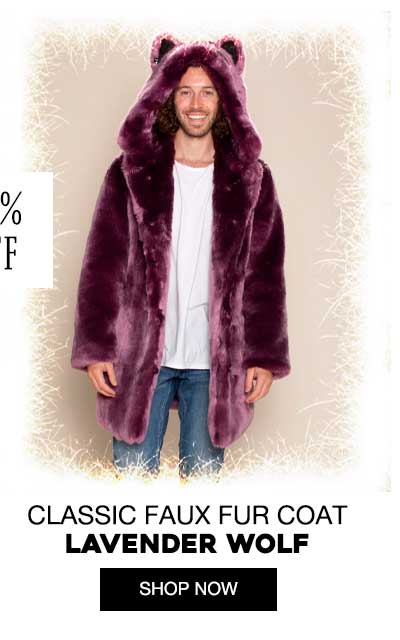 Classic Men's Faux Fur Coat | Lavender Wolf
