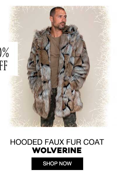Hooded Men's Faux Fur Coat | Wolverine