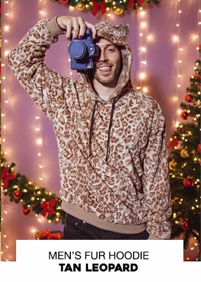Classic Men's Fur Hoodie | Tan Leopard