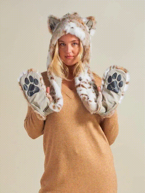 Siberian Snow Leopard Faux Hood