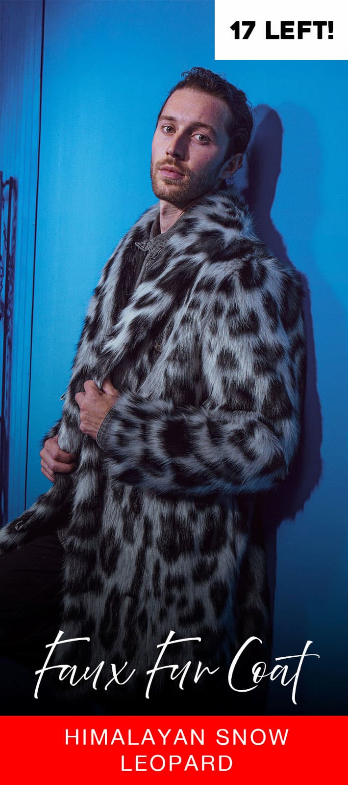 Men's Faux Fur Coat | Himalayan Snow Leopard