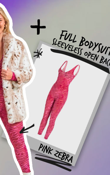 Women's Pink Full Bodysuit Sleeveless Open Back | Pink Zebra