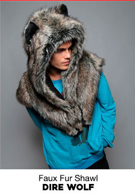 Dire Wolf Faux Fur Shawl | Men's