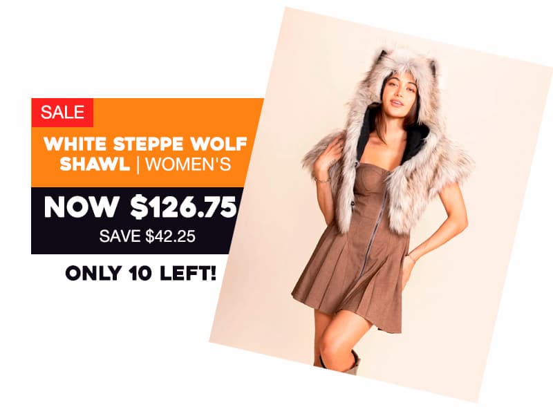 White Steppe Wolf Faux Fur Shawl | Women's