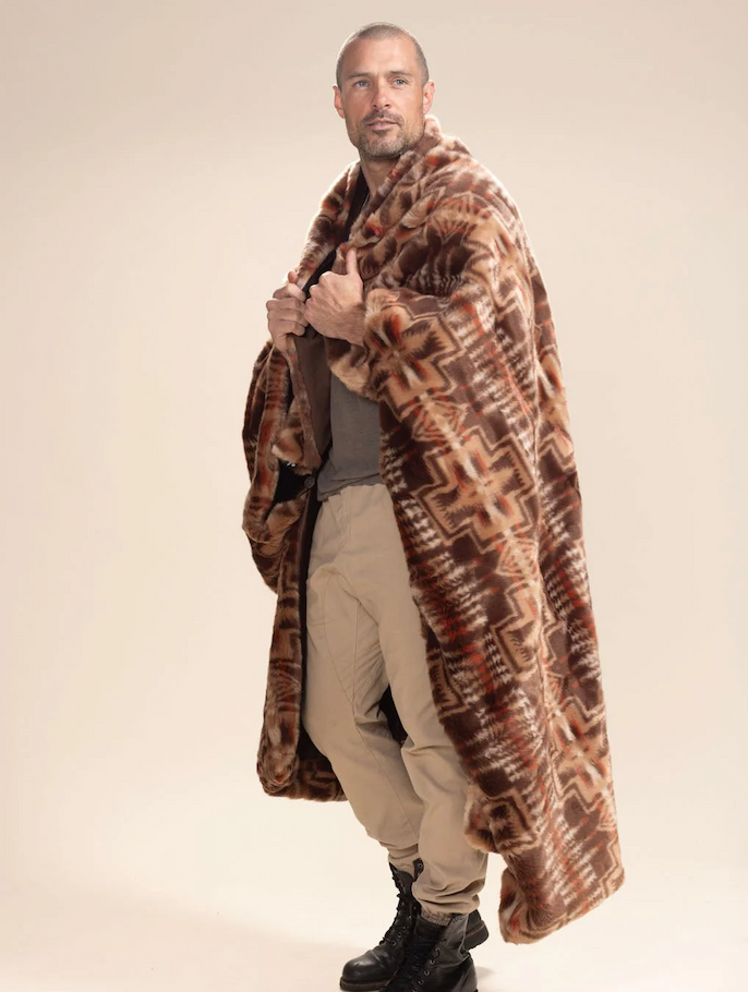 Tuscan Brown Wolf Faux Fur Throw