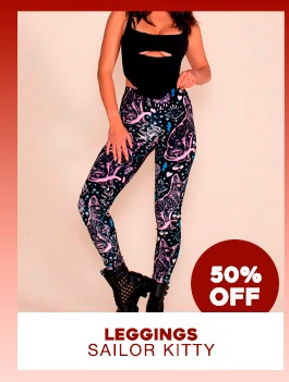Women's Velvet Leggings | Black and Pink Sailor Kitty