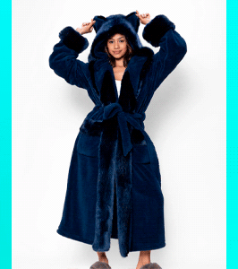 Classic Women's Luxury Blue Robe | Indigo Wolf