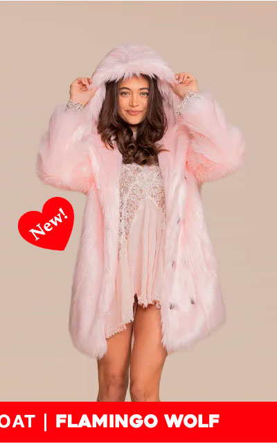Hooded Women's Pink Faux Fur Coat | Flamingo Wolf