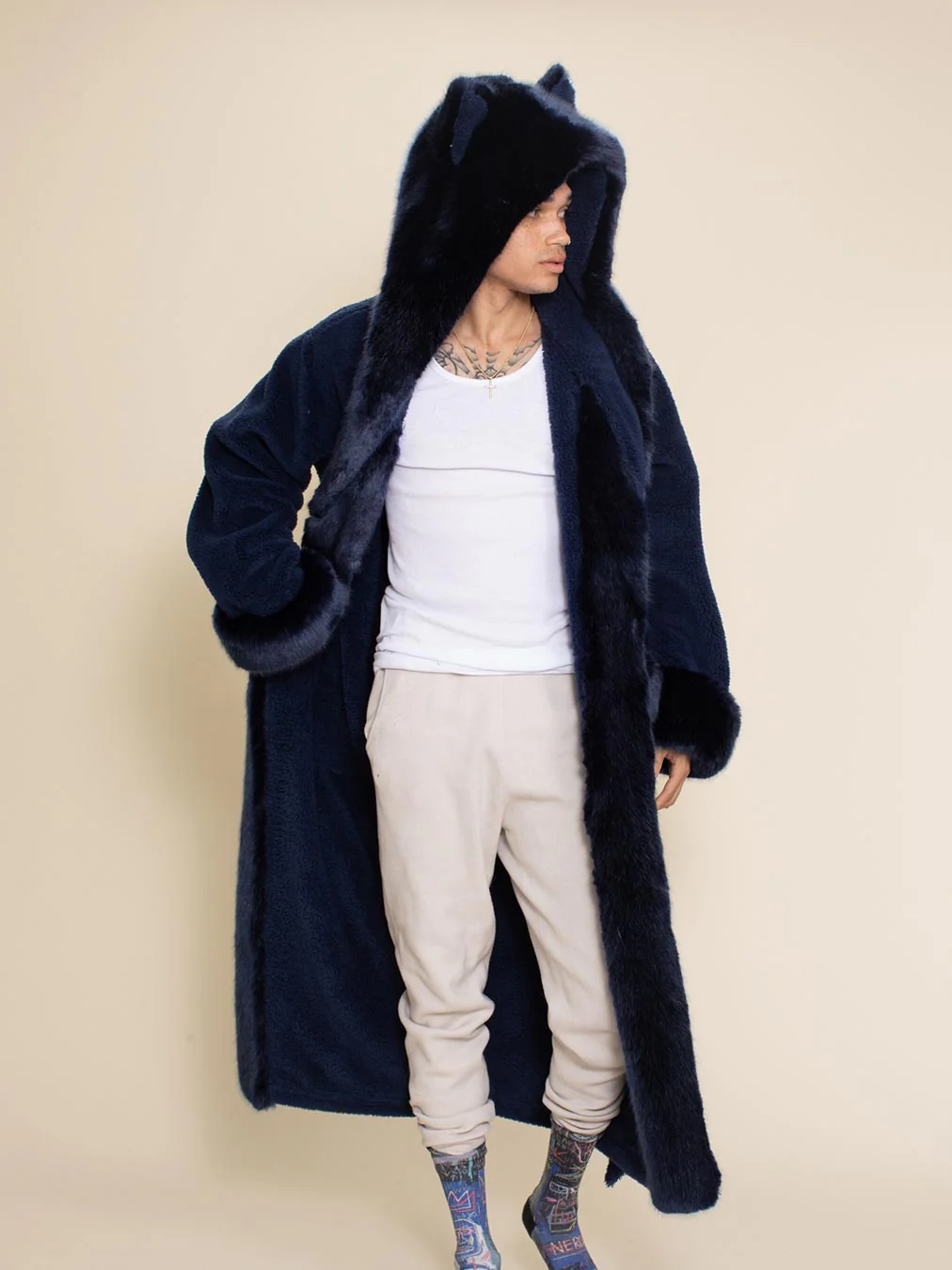 Classic Men's Luxury Blue Robe | Indigo Wolf