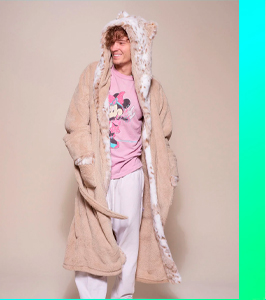Classic Men's Luxury Beige Robe | Snow Leopard